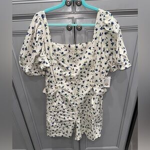 Eloquii Plus Size Floral Puff Sleeve Square Neck Romper size 20